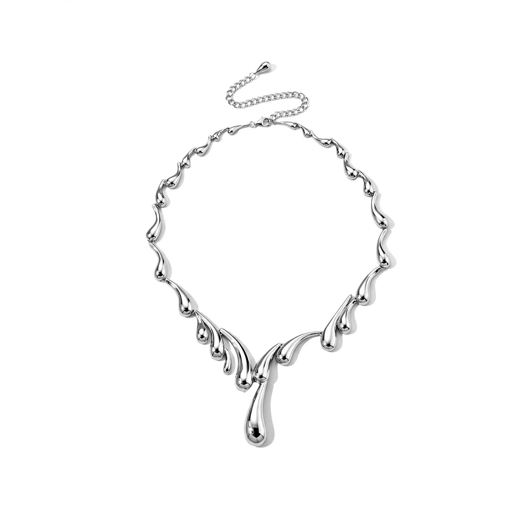 Lucy Q - Organic Drip Necklace (Size - 20+4 Ext) in Rhodium Overlay Sterling Silver, Silver Wt. 51.60 Gms_8823276