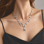 Lucy Q - Organic Drip Necklace (Size - 20+4 Ext) in Rhodium Overlay Sterling Silver, Silver Wt. 51.60 Gms_8823276_1