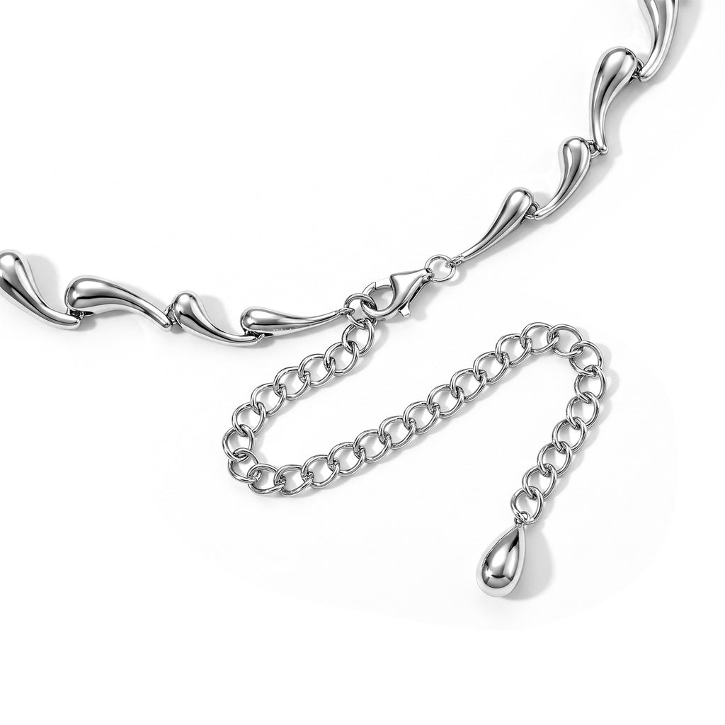 Lucy Q - Organic Drip Necklace (Size - 20+4 Ext) in Rhodium Overlay Sterling Silver, Silver Wt. 51.60 Gms_8823276_4