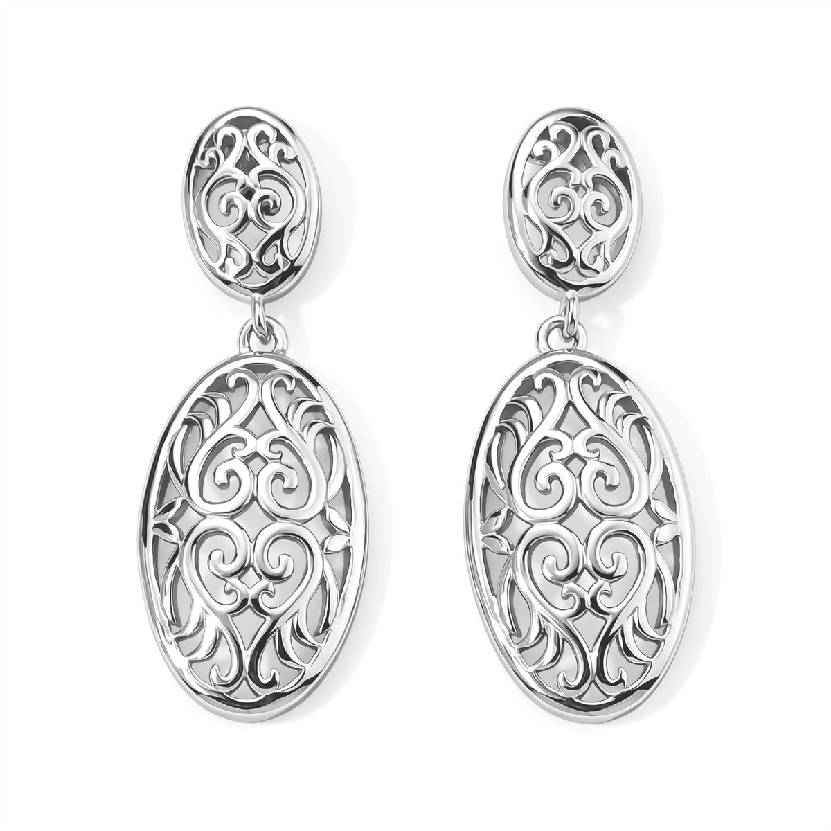 Lucy Q - Vintage Filigree Earring with Push Back in Rhodium Overlay Sterling Silver 8823292 0
