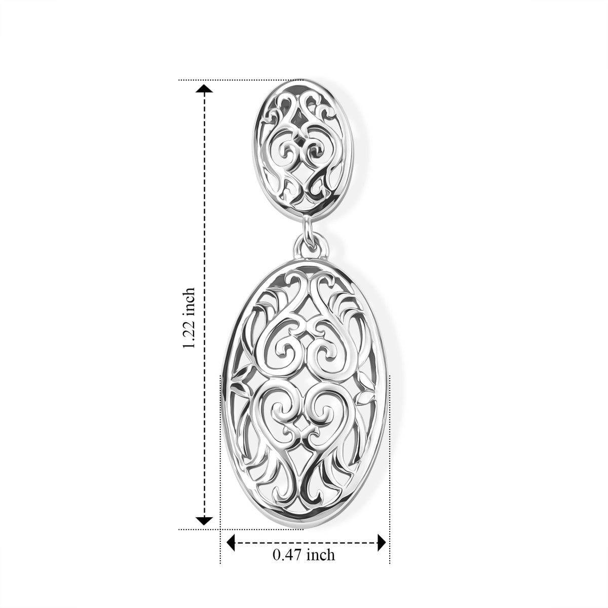 Lucy Q - Vintage Filigree Earring with Push Back in Rhodium Overlay Sterling Silver 8823292 5