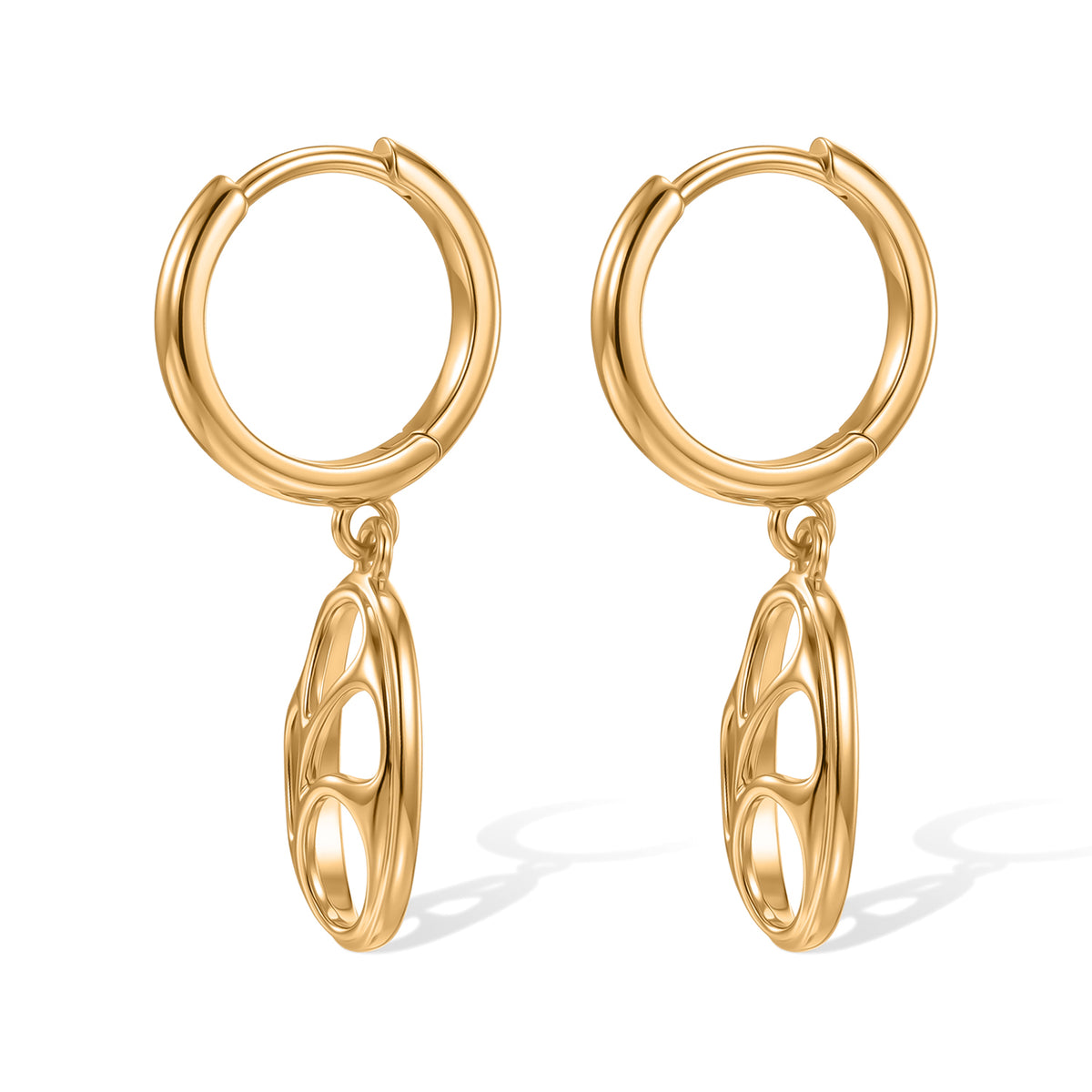 Lucy Q - Abstract Openwork Earring with Hoop in Yellow Gold Plated Sterling Silver 8823309 3