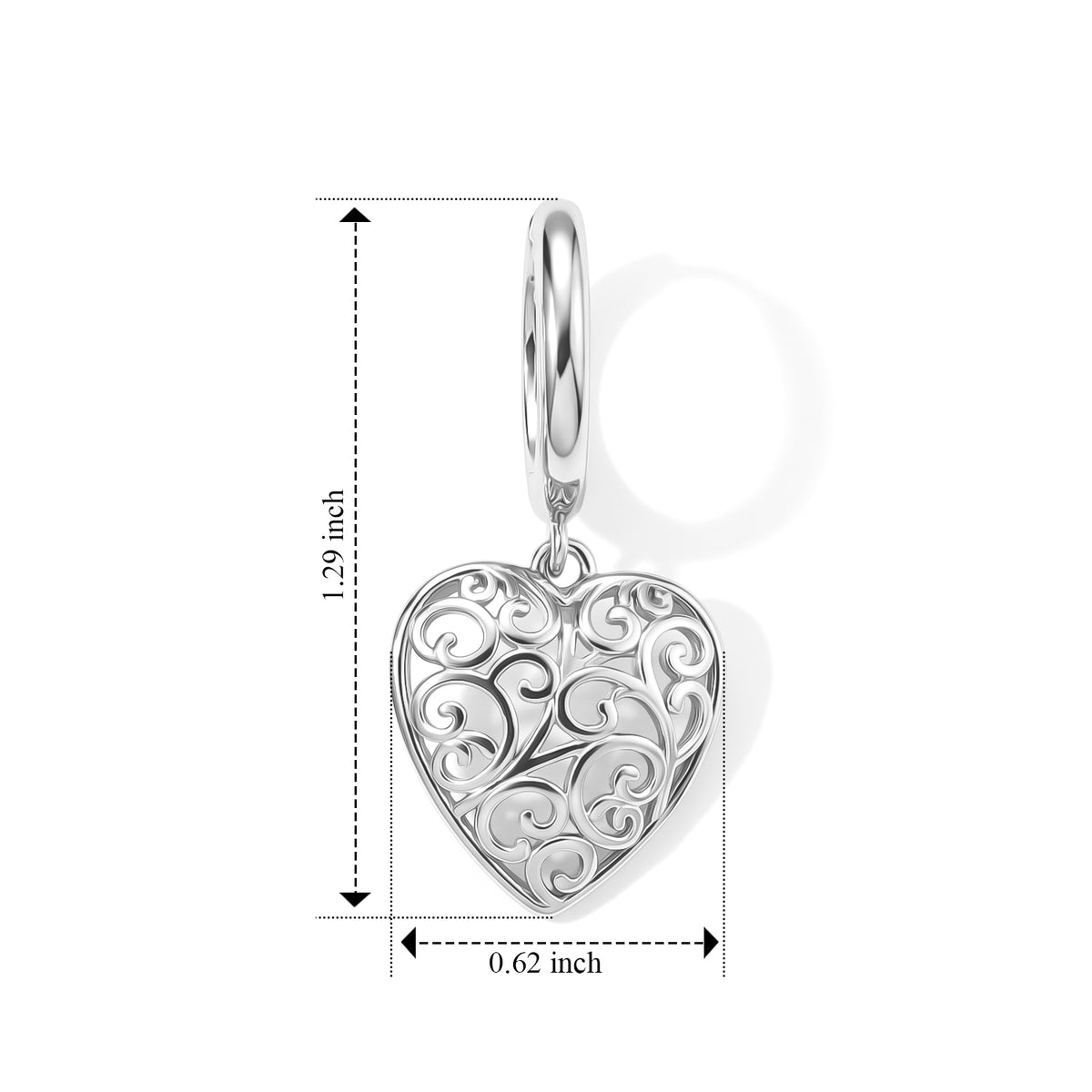 Lucy Q - Filigree Heart Earring with Hoop in Rhodium Overlay Sterling Silver 8823311 4