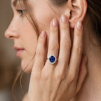 Luxuriant Diffused Blue Sapphire, Lab Grown Diamond Ring in Rhodium OverlaySterling Silver  4.170  Ct._8824196_2