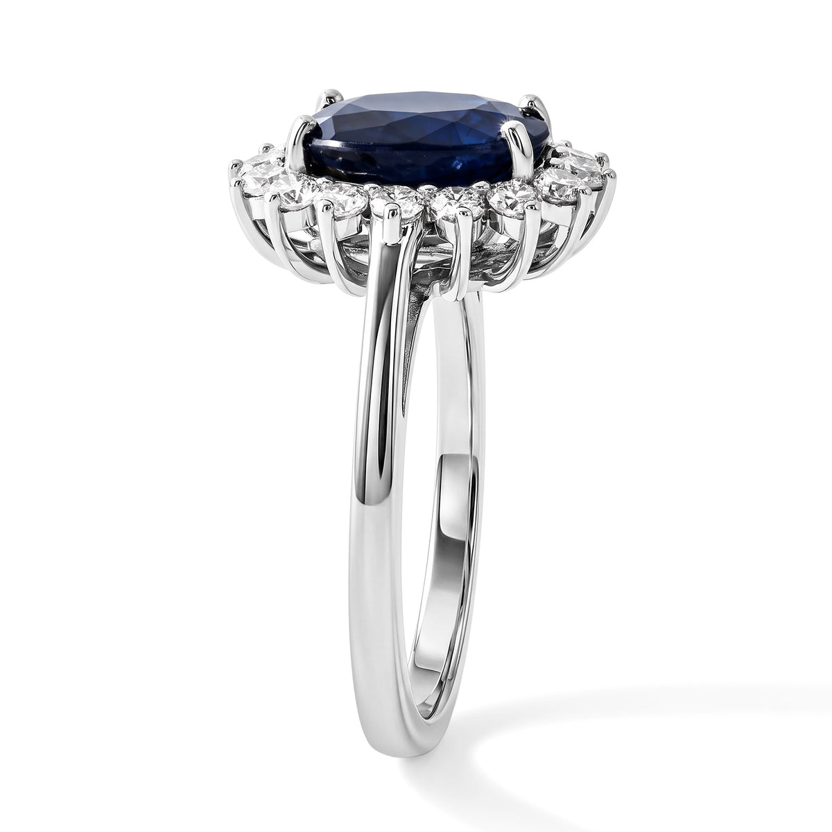 Luxuriant - Diffused Blue Sapphire &amp; Lab Grown Diamond Halo Ring in Rhodium Overlay Sterling Silver 4.15 Ct. 8824196 3