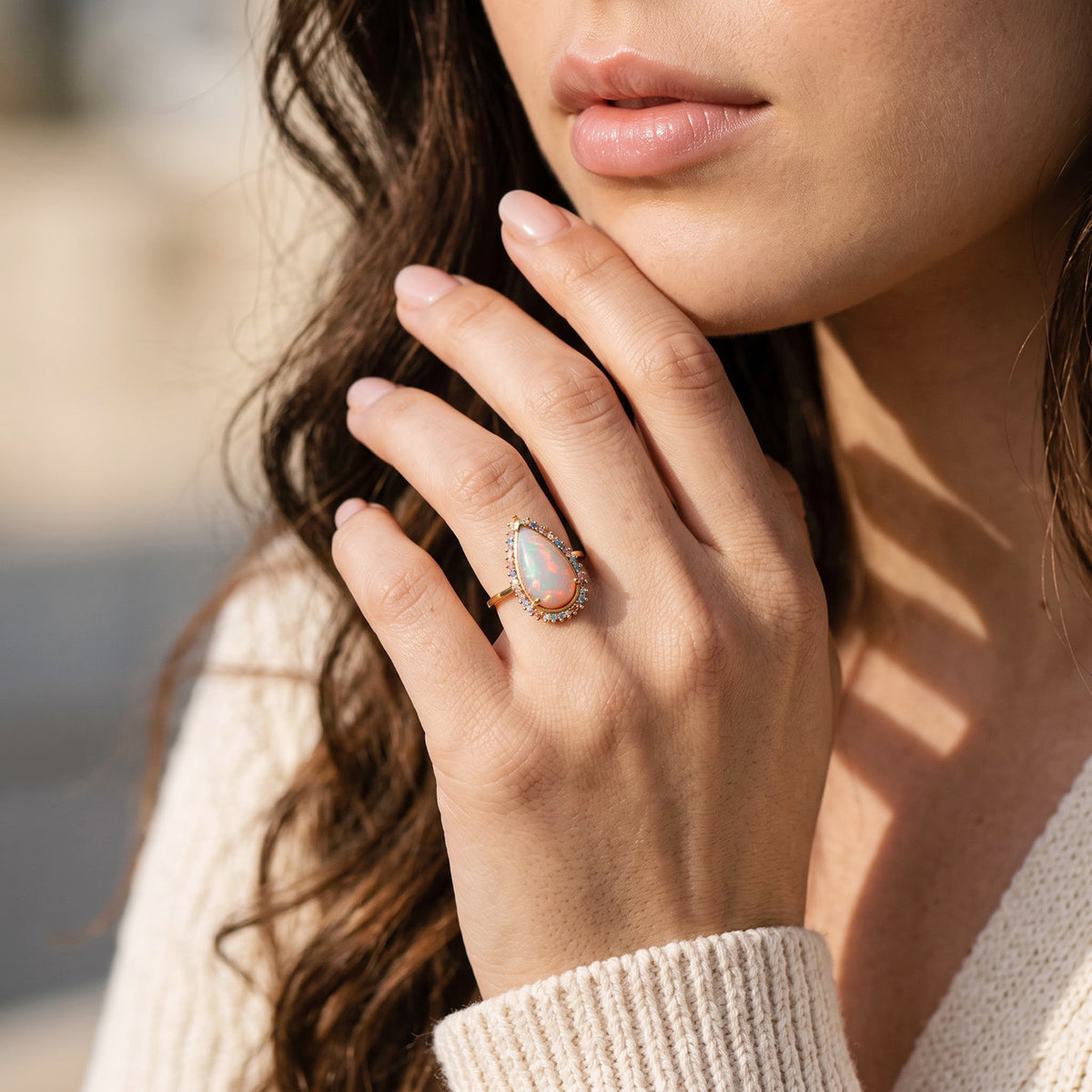 Luxuriant - Ethiopian Opal &amp; Multi Gemstones Halo Ring in 18K Vermeil Yellow Gold Plated Sterling Silver 5.55 Ct. 8825026 1