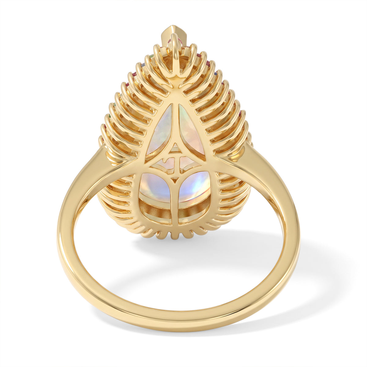 Luxuriant - Ethiopian Opal &amp; Multi Gemstones Halo Ring in 18K Vermeil Yellow Gold Plated Sterling Silver 5.55 Ct. 8825026 4