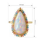 Luxuriant - Ethiopian Opal & Multi Gemstones Halo Ring in 18K Vermeil Yellow Gold Plated Sterling Silver 5.55 Ct._8825026_5