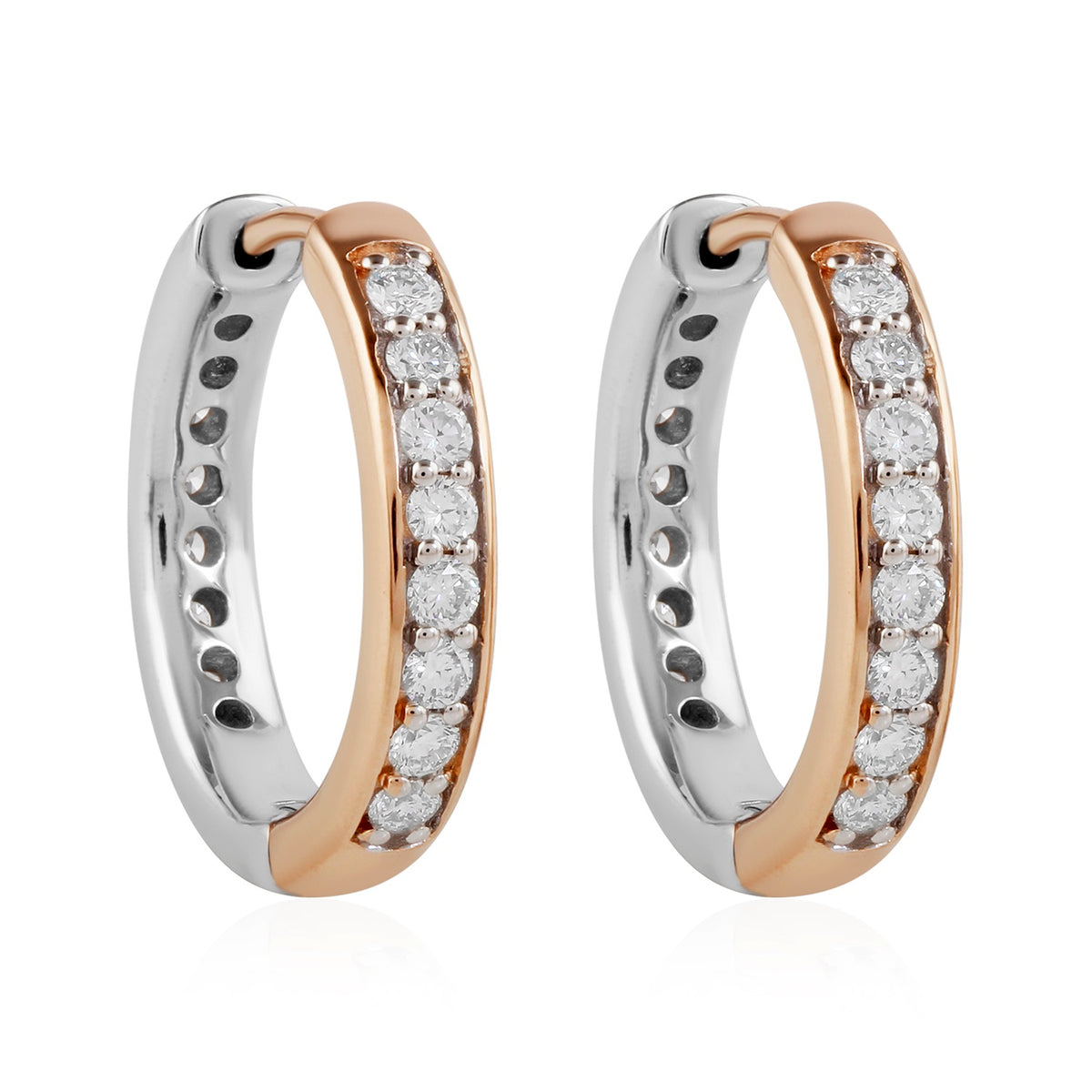 Lab Grown Diamond Hoop Earring with Clasp in Rhodium Overlay &amp; Rose Gold Plated Sterling Silver 1.00 Ct. 8825307 0