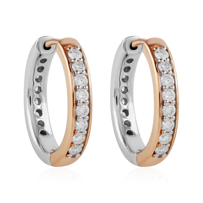 Lab Grown Diamond SI/GHHoop Earring with Clasp in Rhodium Overlay &amp; Rose Gold Plated Sterling Silver 1.00 Ct. 8825307 1