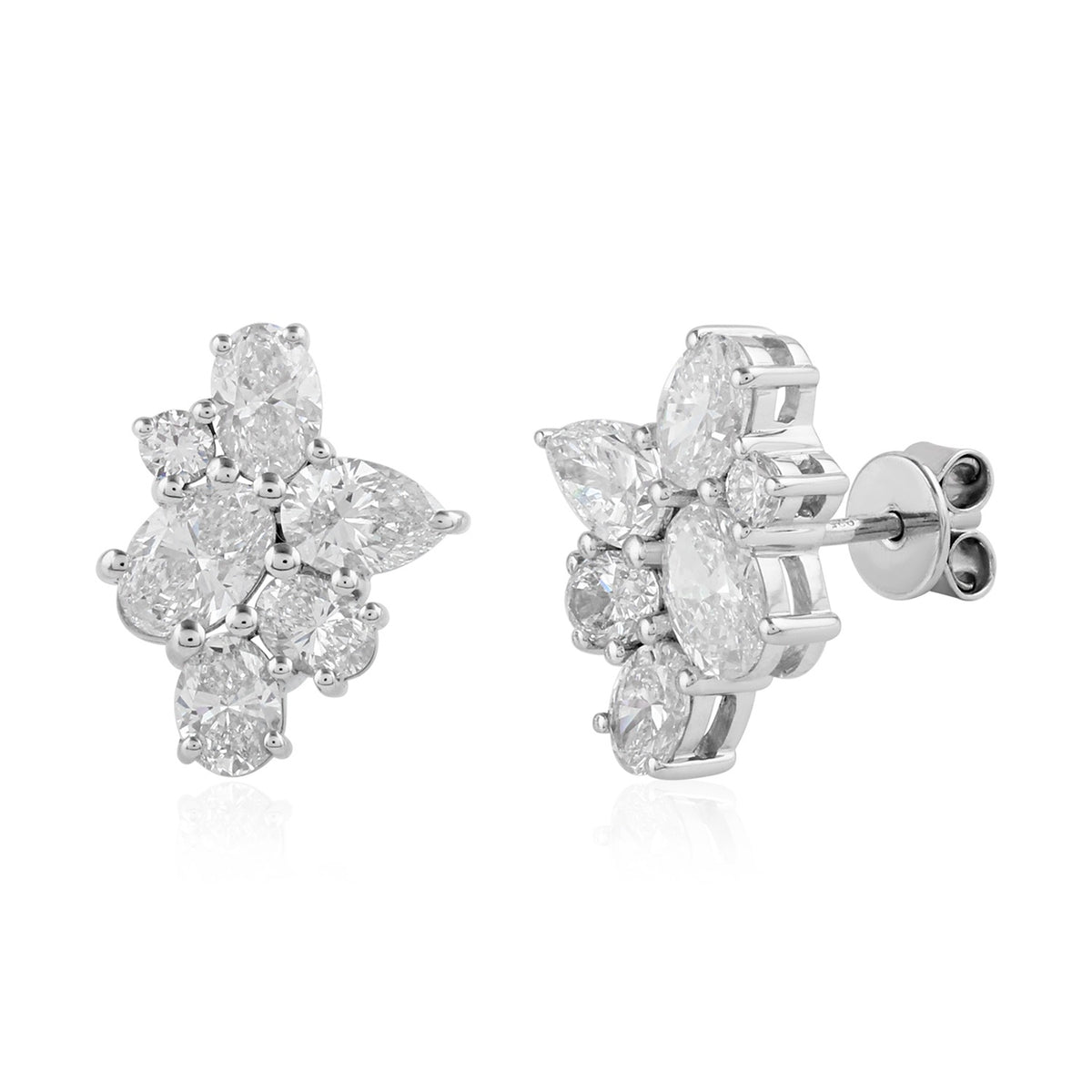 Lab Grown Diamond Earring wih Push Back in Rhodium Overlay Sterling Silver 3.20 Ct. 8825310 0