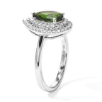 Luxuriant - Natural Chrome Diopside & Lab Grown Diamond (SI/G-H) Halo Ring in Rhodium Overlay Sterling Silver 1.60 Ct._8825596_3