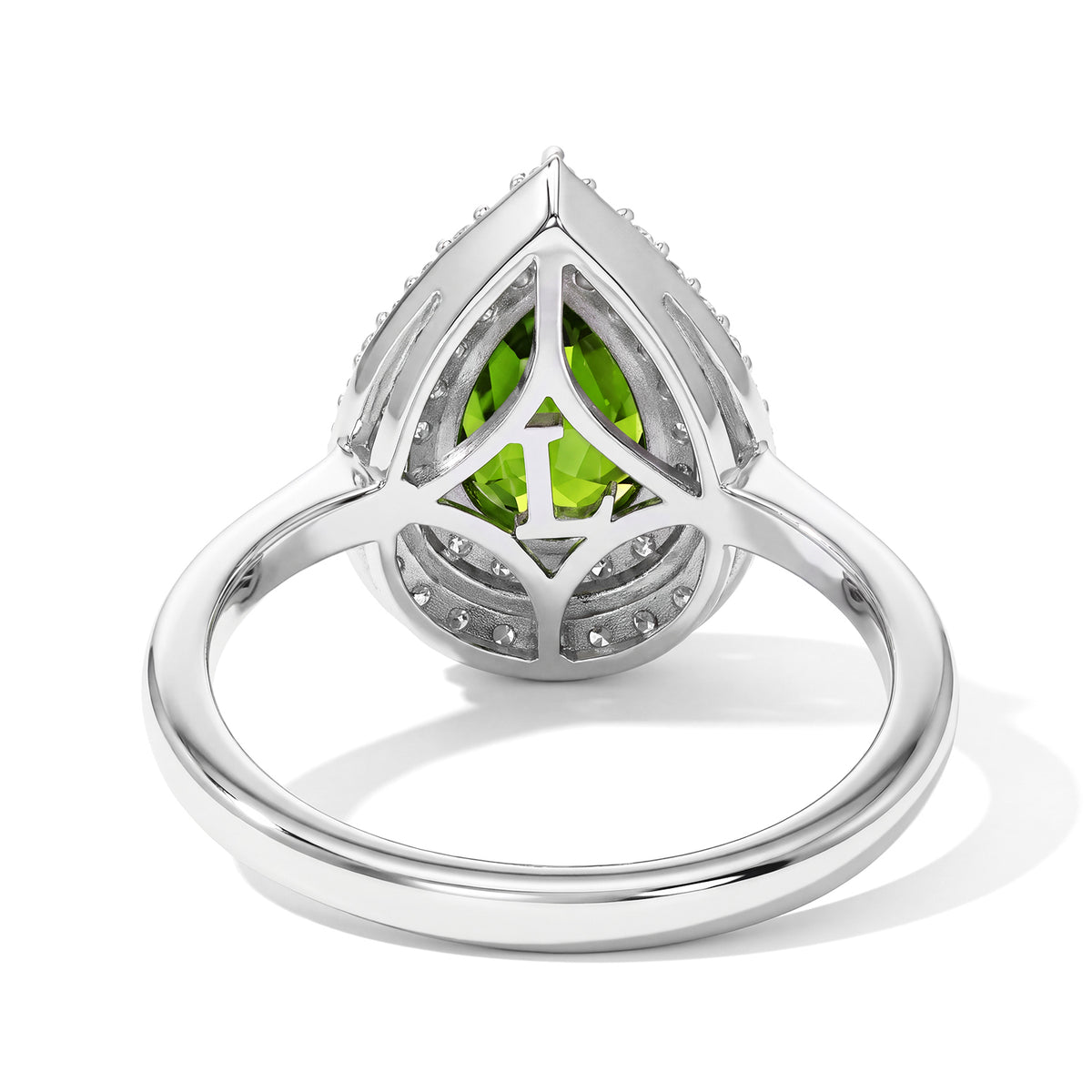 Luxuriant - Natural Chrome Diopside &amp; Lab Grown Diamond (SI-G-H) Halo Ring in Rhodium Overlay Sterling Silver 1.60 Ct. 8825596 4