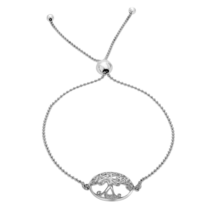 Sterling Silver Rhodium Plated 14.5mm 'Tree of Life' Sliding Adjustable Bracelet 23cm/9 In 8828847 1