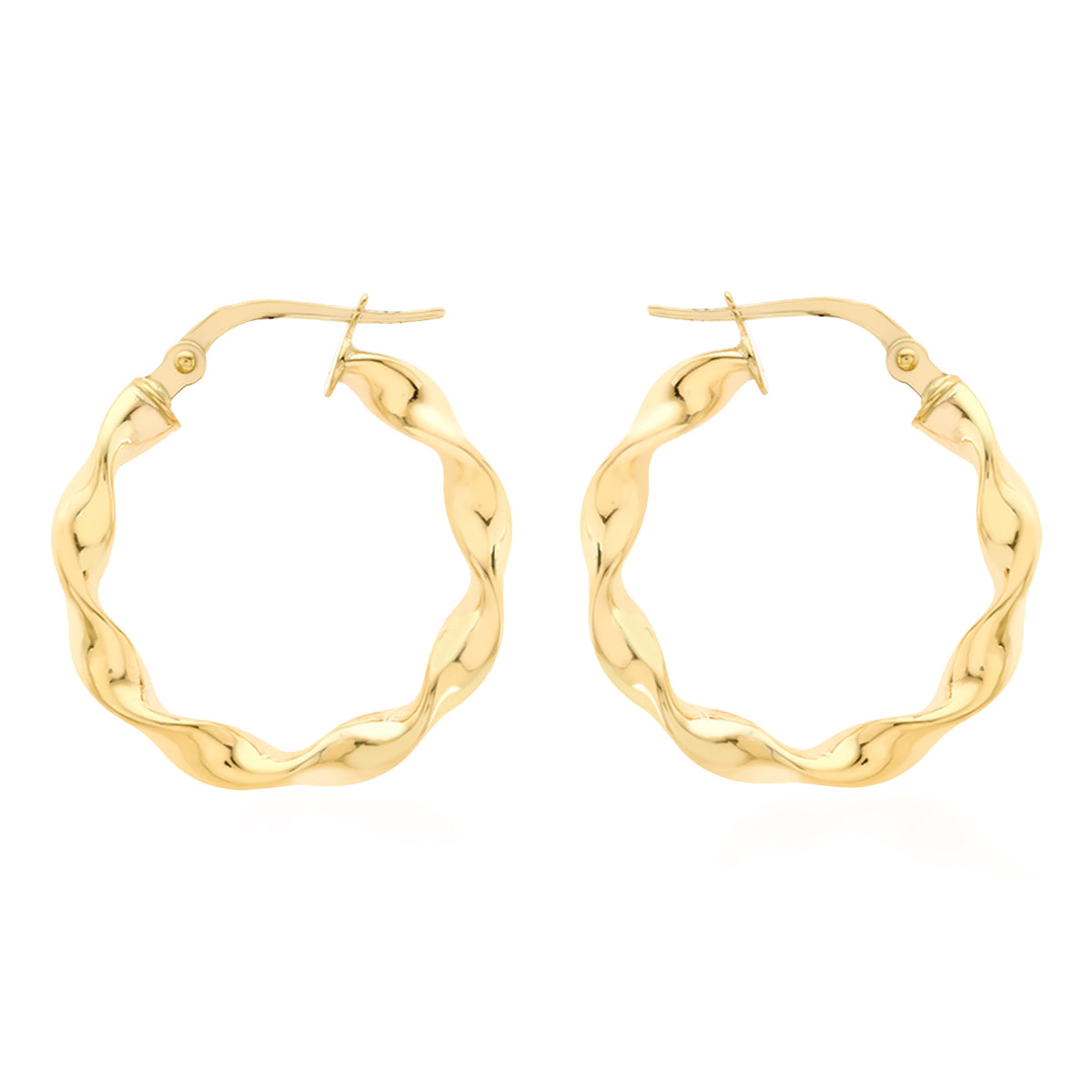 9K Yellow Gold 21mm Twist Hoop Creole Earrings 8828929 0