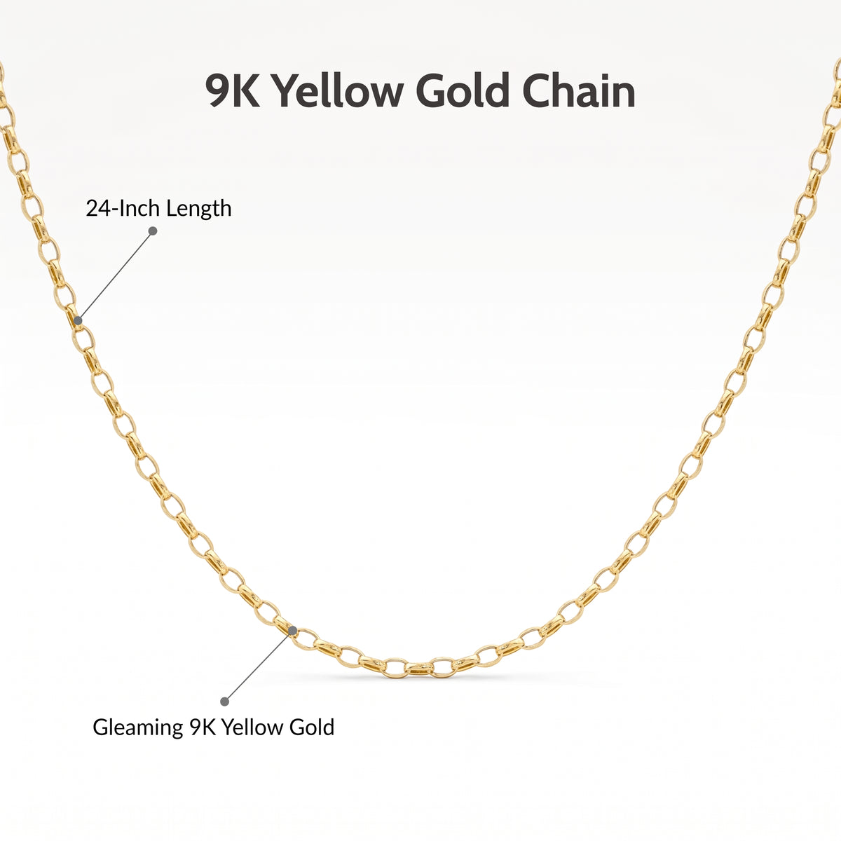 9K Yellow Gold Oval Belcher Chain 61cm/24 In 8828932 1