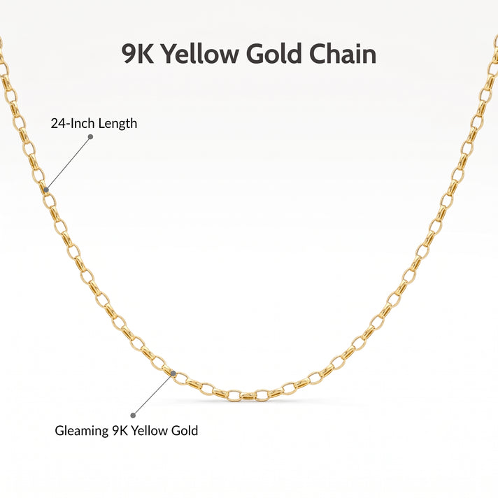 9K Yellow Gold Oval Belcher Chain 61cm/24 In 8828932 2