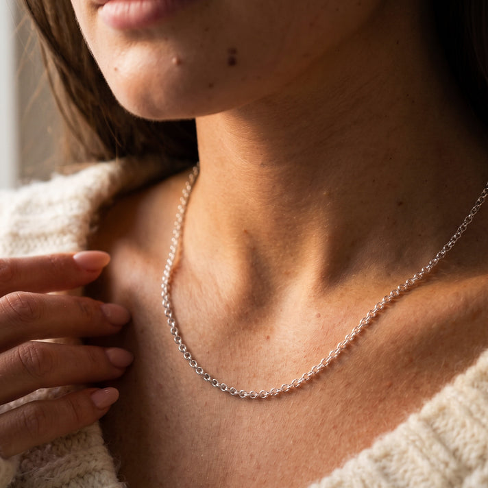 Sterling Silver Diamond Cut Trace Chain 46cm/18 In 8828935 2