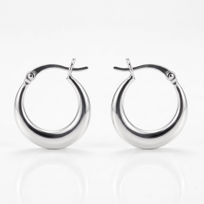 Sterling Silver Rhodium Plated 17mm x 18mm Plain Graduated Creole Earrings 8828962 1