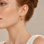 D'Joy - Honey Jade Lotus Drop Earring with Hook in Yellow Gold Plated Sterling Silver 40.00 Ct._8831515_2