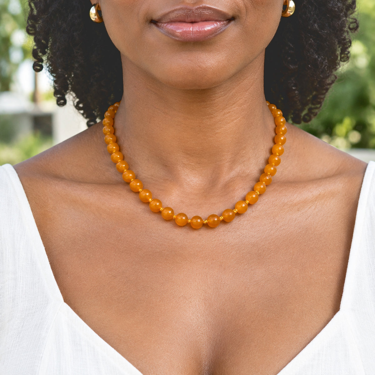 D'Joy - Honey Jade Beads Necklace (Size - 20) in Yellow Gold Plated Sterling Silver 690.00 Ct. 8831517 1