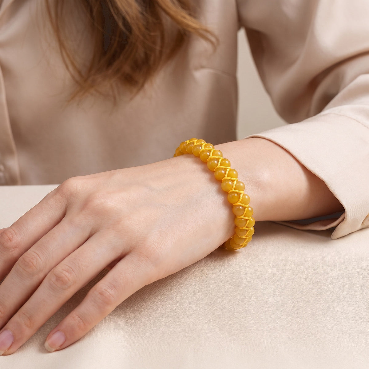 Honey Jade Stretchable Beads Bracelet (Size 6-9) 90.000  Ct. 8831521 1