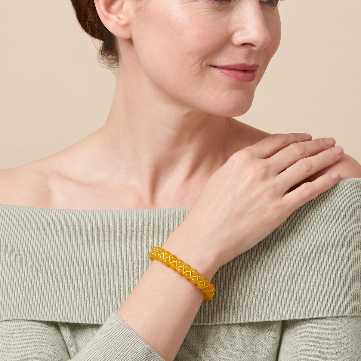 Honey Jade Stretchable Beads Bracelet (Size 6-9) 90.000  Ct. 8831521 2