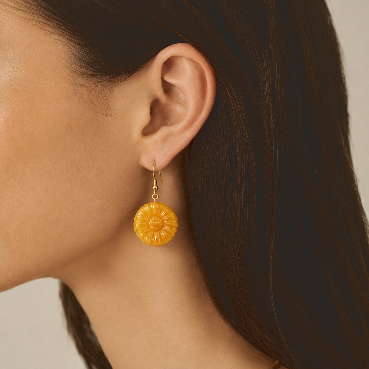 D'Joy - Honey Jade Beads Earring with Hook in Yellow Gold Plated Sterling Silver 45.00 Ct. 8831522 2