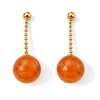 D'Joy - Honey Jade Beads Earring with Push Back in Yellow Gold Plated Sterling Silver 23.00 Ct._8831525