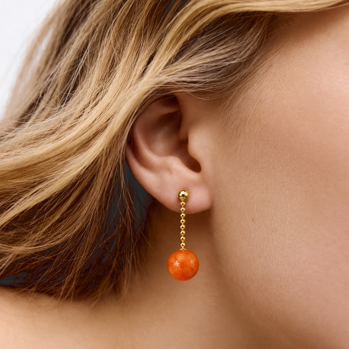 D'Joy - Honey Jade Beads Earring with Push Back in Yellow Gold Plated Sterling Silver 23.00 Ct. 8831525 1