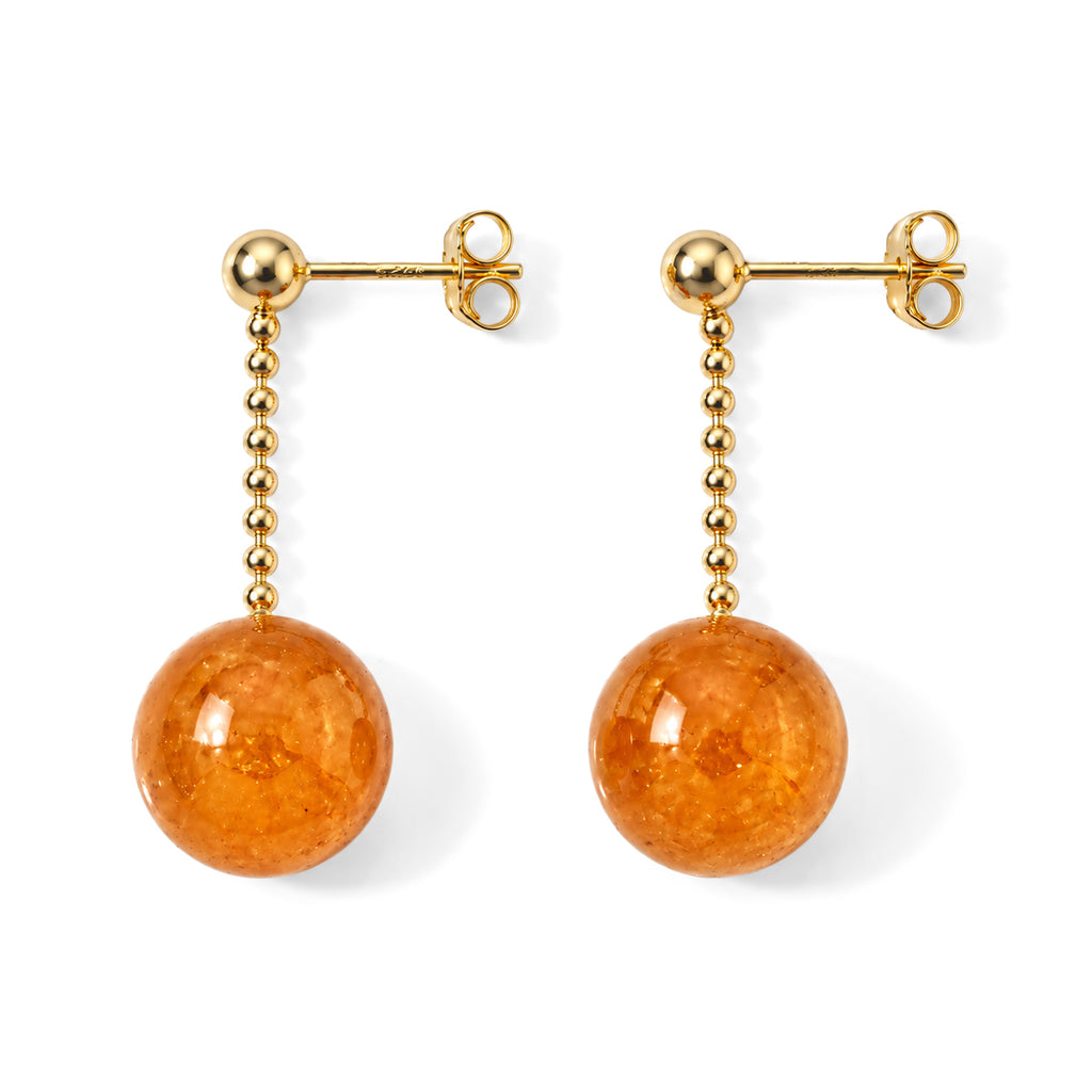 D'Joy - Honey Jade Beads Earring with Push Back in Yellow Gold Plated Sterling Silver 23.00 Ct._8831525_3