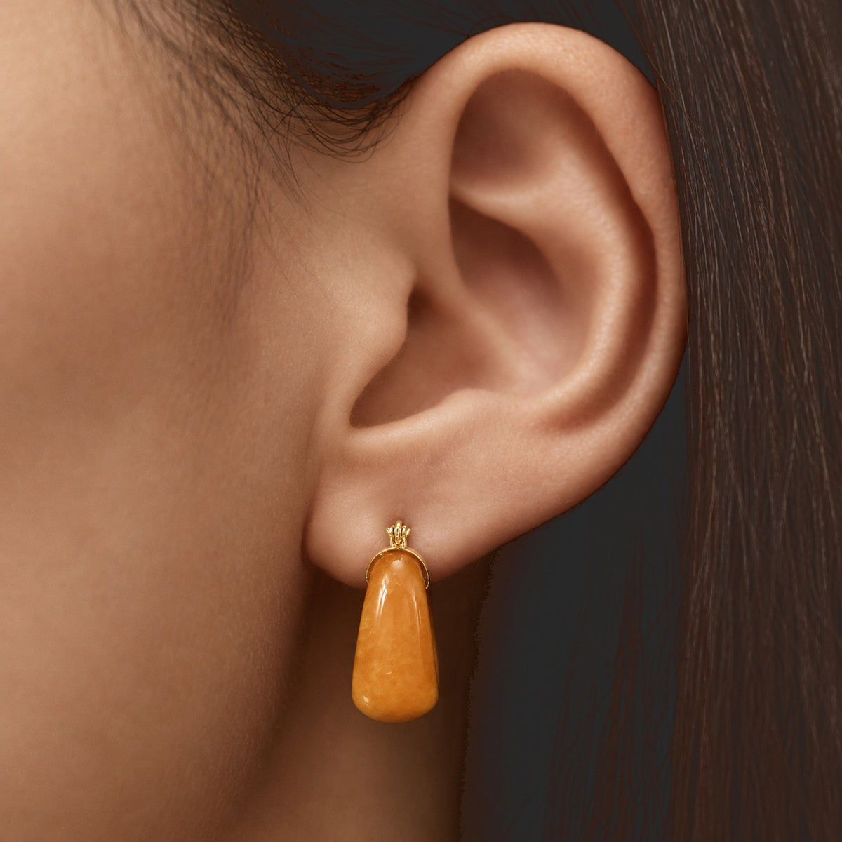 D'Joy - Honey Jade Beads Earring with Clasp in Yellow Gold Plated Sterling Silver 32.00 Ct. 8831526 2