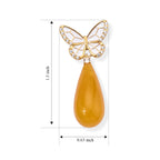 D'Joy - Honey Jade Beads Drop Earring with Push Back in Yellow Gold Plated Sterling Silver 30.00 Ct._8831527_5