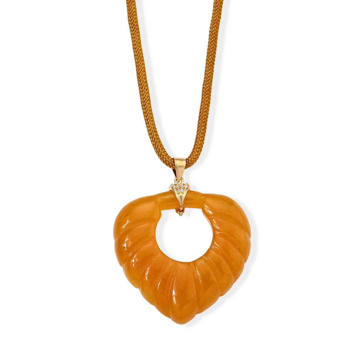 D'Joy - Honey Jade &amp; Crystal Adjustable Beads Necklace (Size - 28) in Yellow Gold Plated Sterling Silver 52.00 Ct. 8831528 0