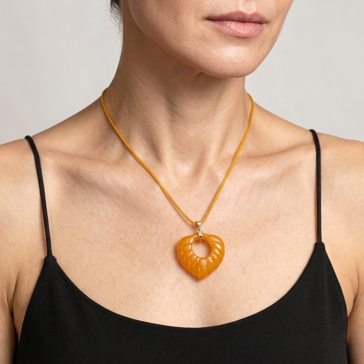 D'Joy - Honey Jade &amp; Crystal Adjustable Beads Necklace (Size - 28) in Yellow Gold Plated Sterling Silver 52.00 Ct. 8831528 1