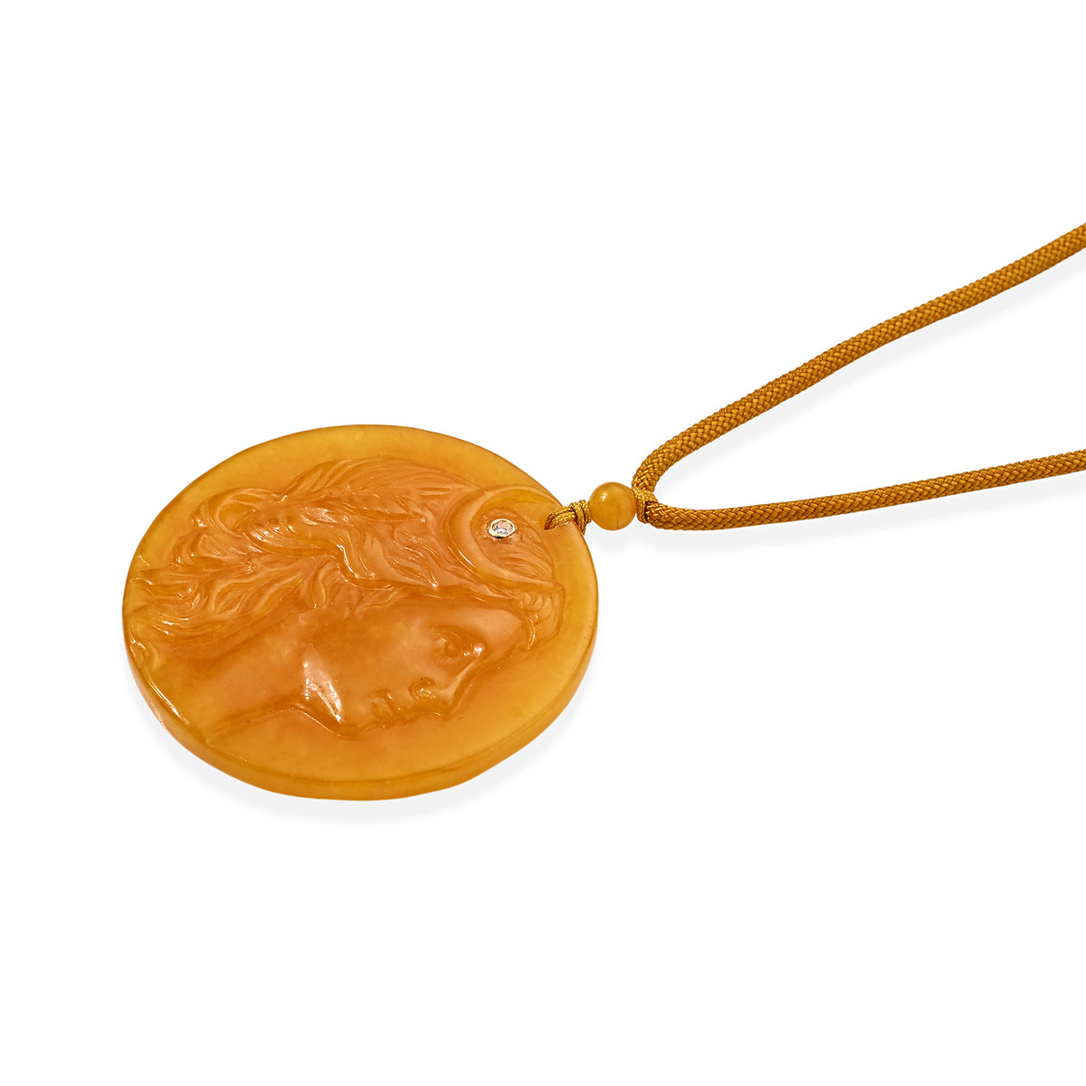 D'Joy - Honey Jade &amp; White Cubic Zirconia Adjustable Goddess Necklace (Size - 28) in Yellow Gold Plated Sterling Silver 100.00 Ct. 8831530 3