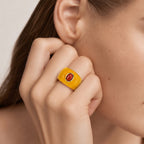 D'Joy - Honey Jade & Red Jade Band Ring in Yellow Gold Plated Sterling Silver 55.00 Ct._8831545_2