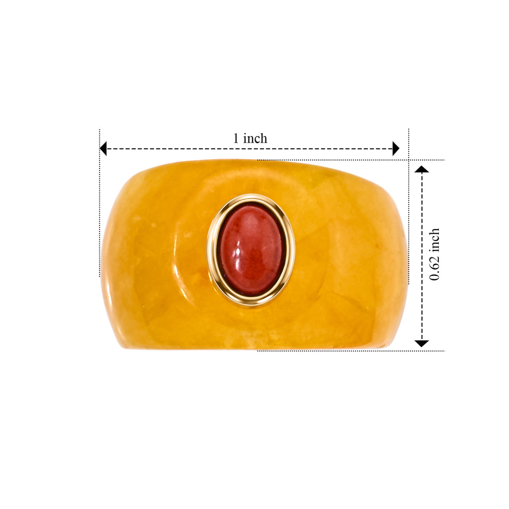 D'Joy - Honey Jade & Red Jade Band Ring in Yellow Gold Plated Sterling Silver 55.00 Ct._8831572_4