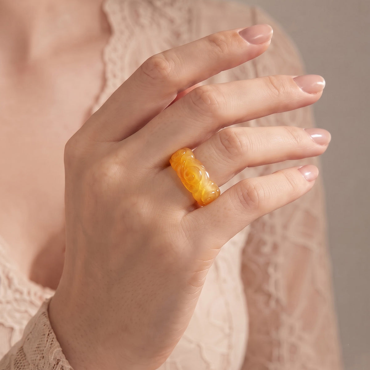 Honey Jade Band Ring 23.00 Ct. 8831596 2