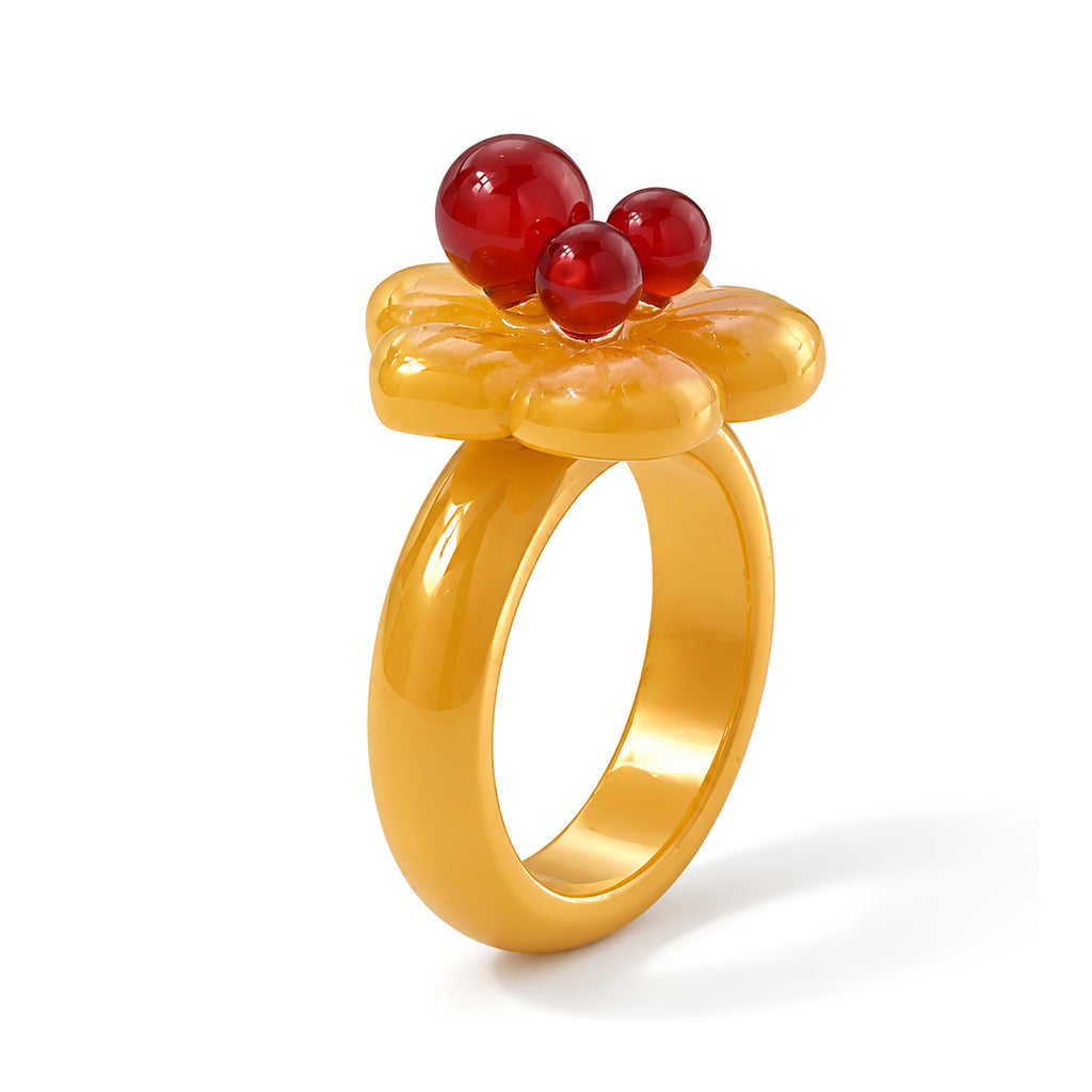 D'Joy - Honey Jade & Multi Gemstones Ring in Yellow Gold Plated Sterling Silver 35.00 Ct._8831608_3