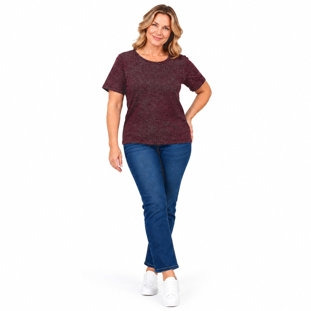 Pure and Natural Shimmer Top (Size - S, 8-10) - Maroon_8832155