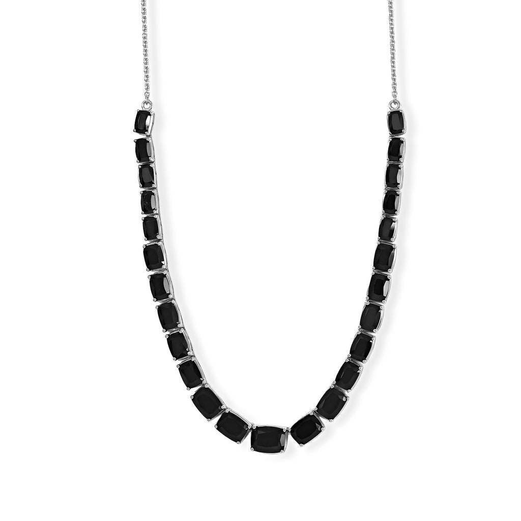 EverTrue Black Spinel Cluster Necklace (Size - 20) in Platinum Overlay Pure : Natural : Bronze : Standard  31.861  Ct._8833263