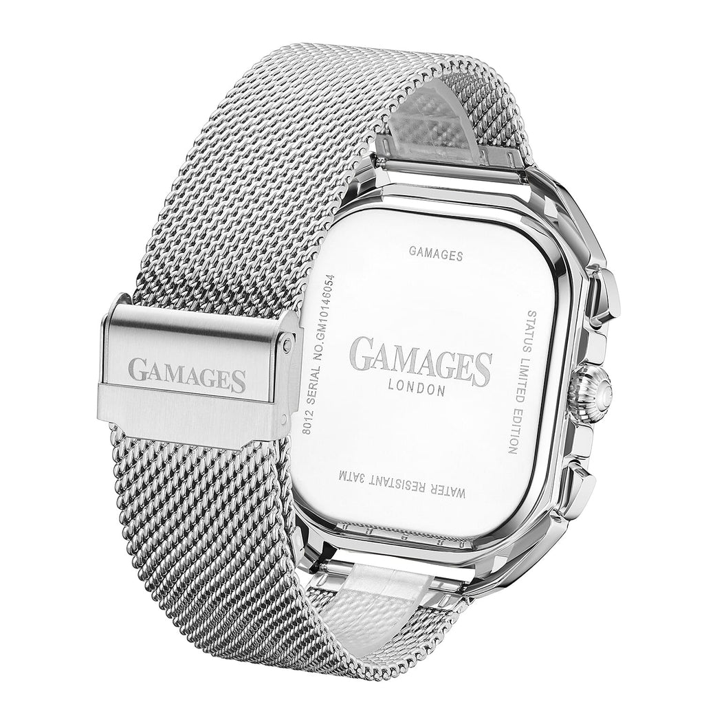 Gamages Of London Status Automatic Movement Black Dial Water Resistant Watch with Silver Mesh Bracelet_8846448_2