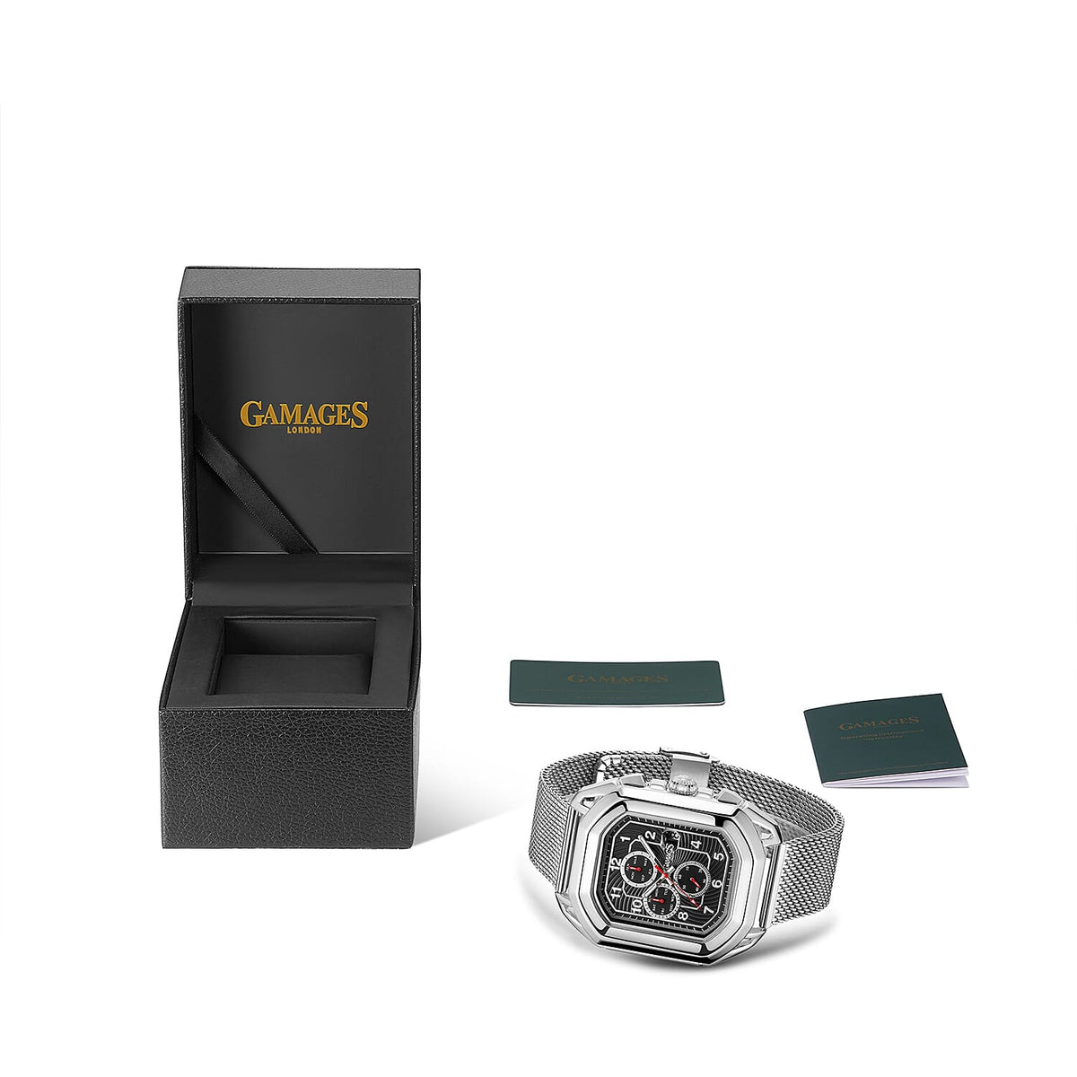 Gamages Of London Status Automatic Movement Black Dial Water Resistant Watch with Silver Colour Mesh Bracelet V32571029 4