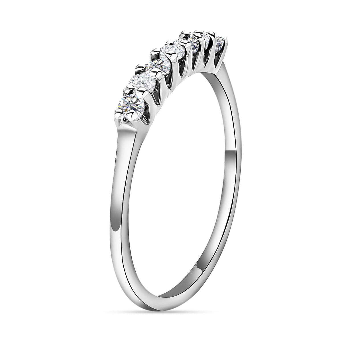 0.23 Ct Moissanite 7 Stone Sleek Band Ring in 9K White Gold V32602811 4