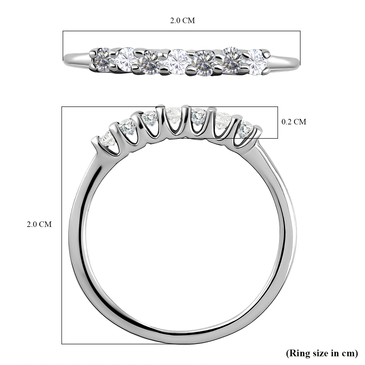 0.23 Ct Moissanite 7 Stone Sleek Band Ring in 9K White Gold V32602811 6