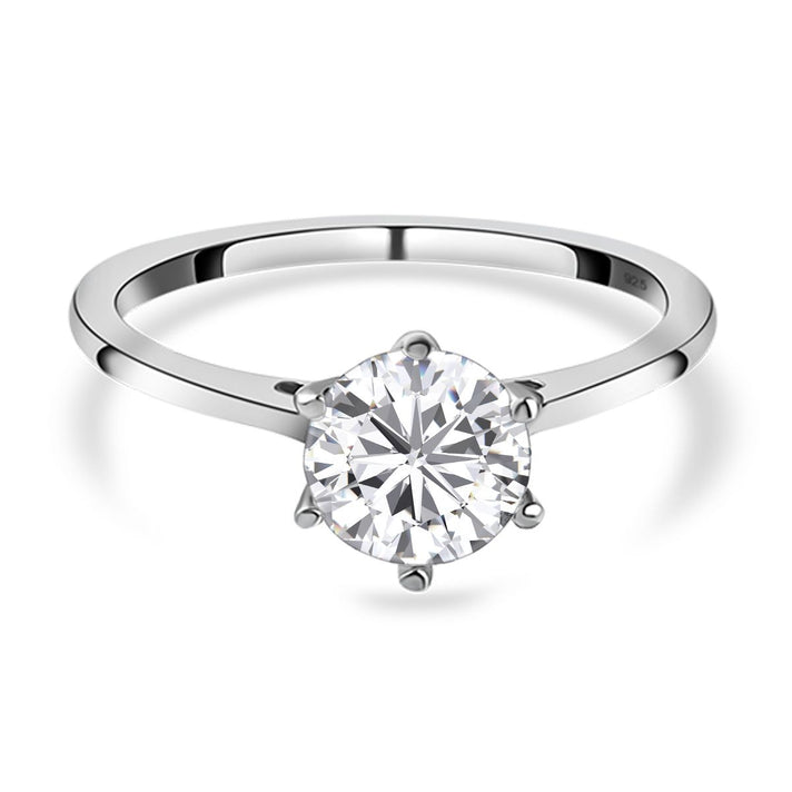 0.93 Ct. Moissanite Solitaire Ring in Sterling Silver with Platinum Overlay 8846920 1