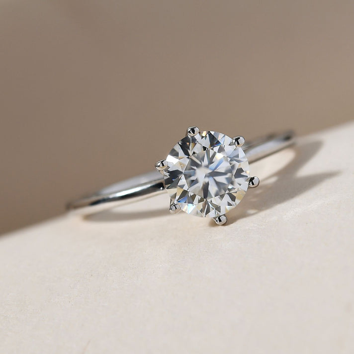 0.93 Ct. Moissanite Solitaire Ring in Sterling Silver with Platinum Overlay 8846920 2