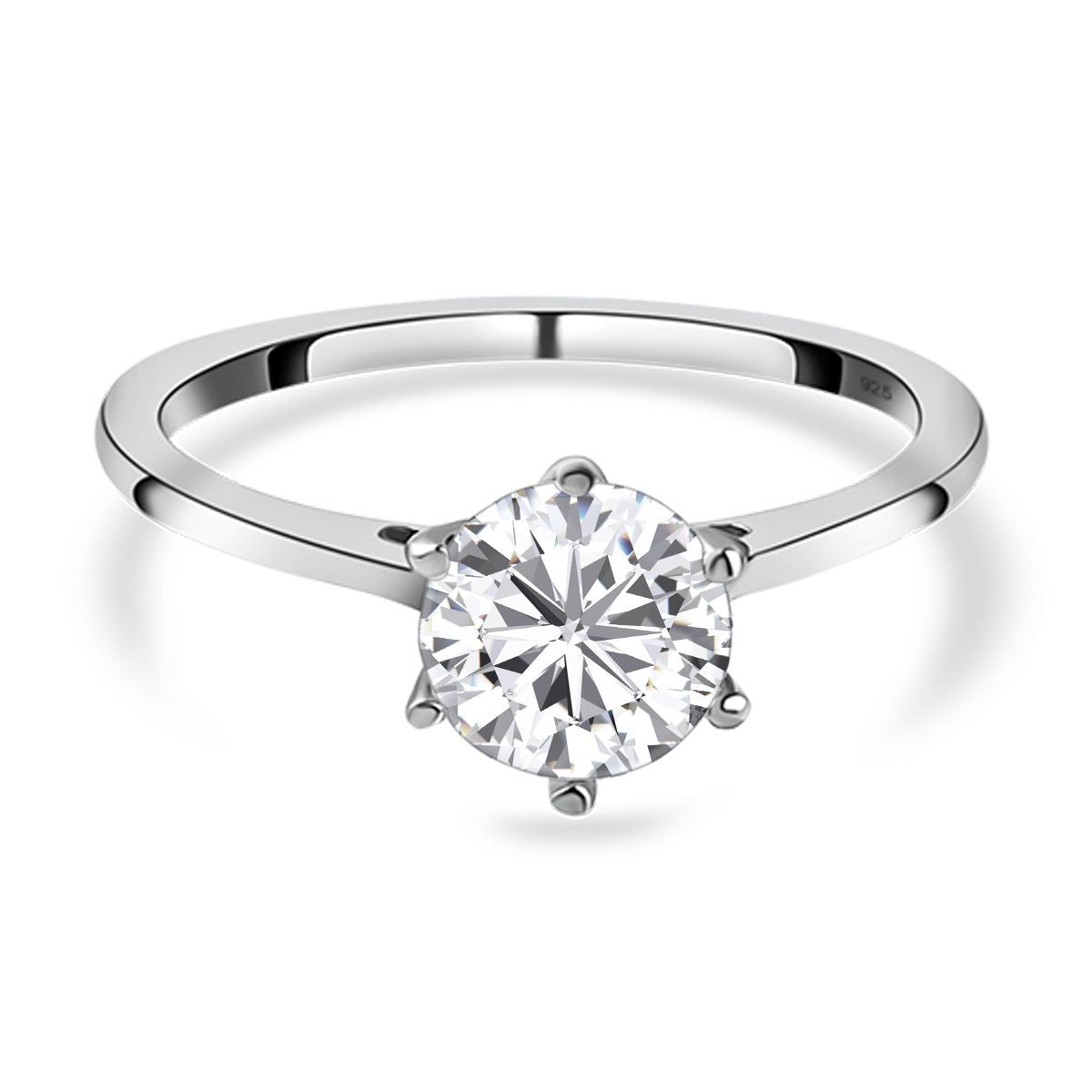 Moissanite Solitaire Ring in Sterling Silver with Platinum Overlay 8846923 0
