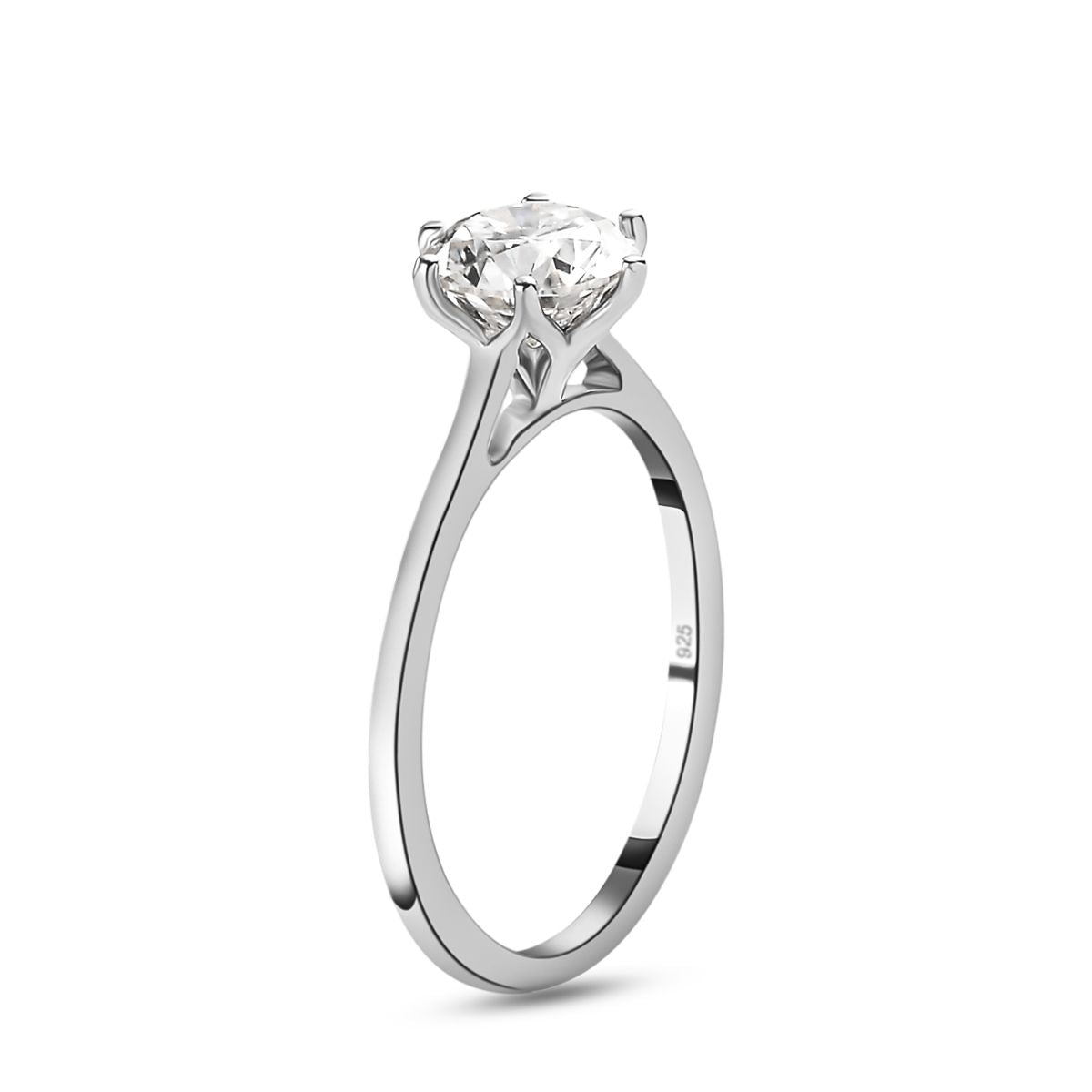 Moissanite Solitaire Ring in Sterling Silver with Platinum Overlay 8846923 4